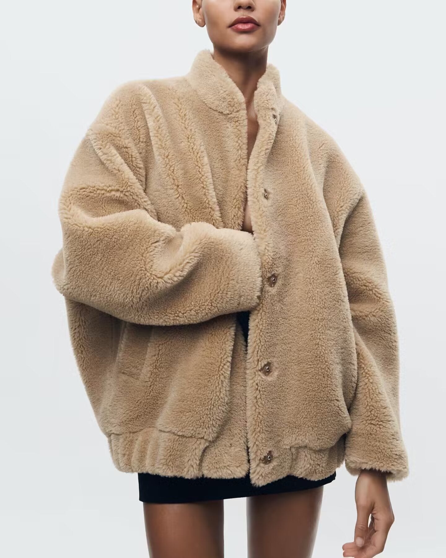VALERIA - Chaqueta bomber de lujo con acabado teddy para mujer