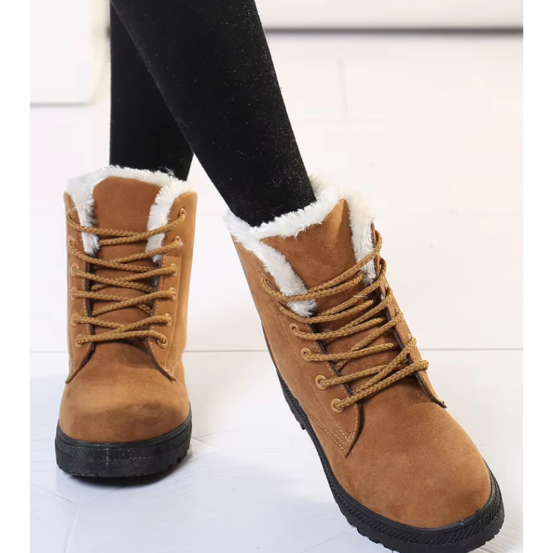 LEONIE - Botines de invierno con suela gruesa y forro de pelo para mujer