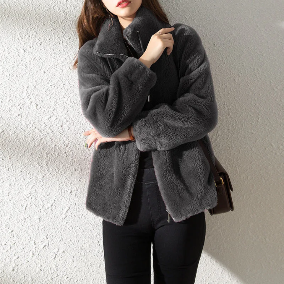 Sienna - Abrigo trench de ante para mujer, estilo oversized con solapas anchas