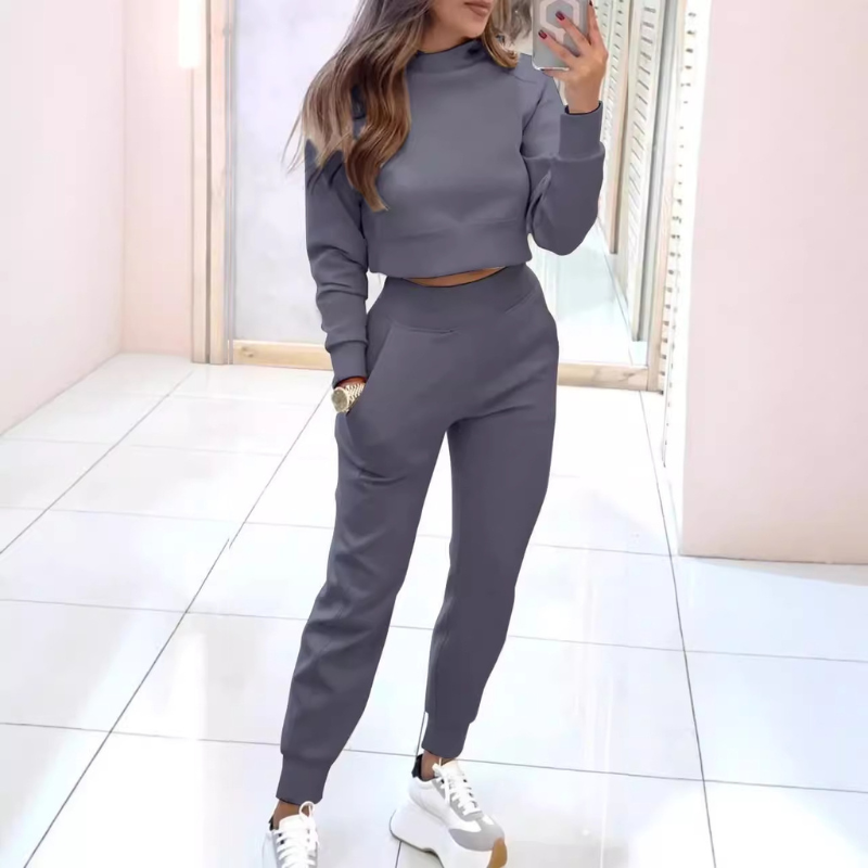LENA - Conjunto athleisure de dos piezas con top corto para mujer