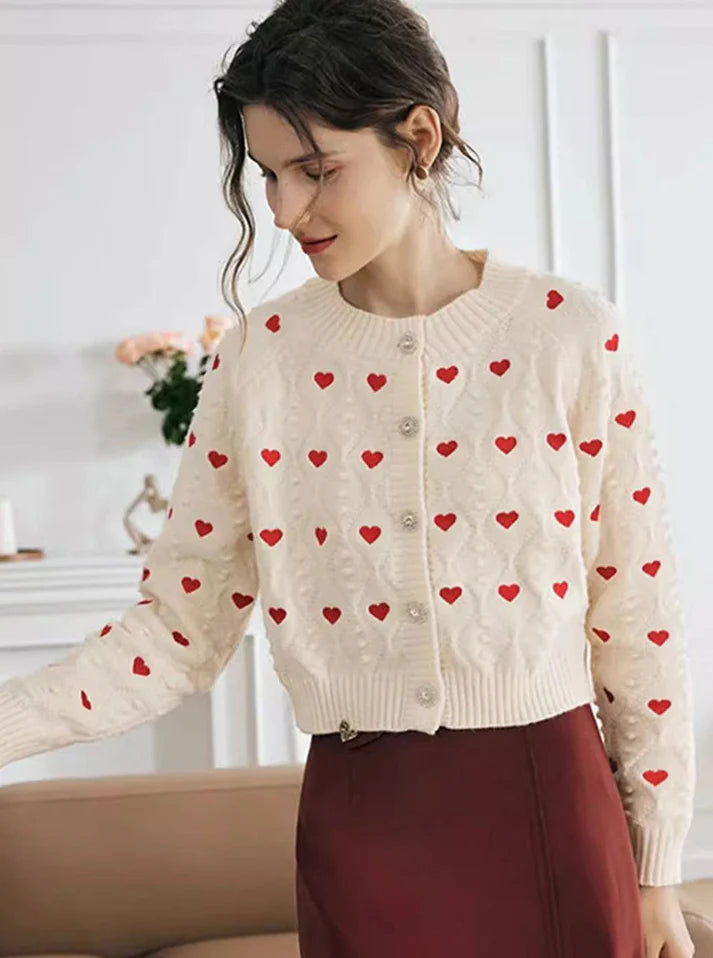 DILETTA – Cárdigan bordado con corazón para mujer