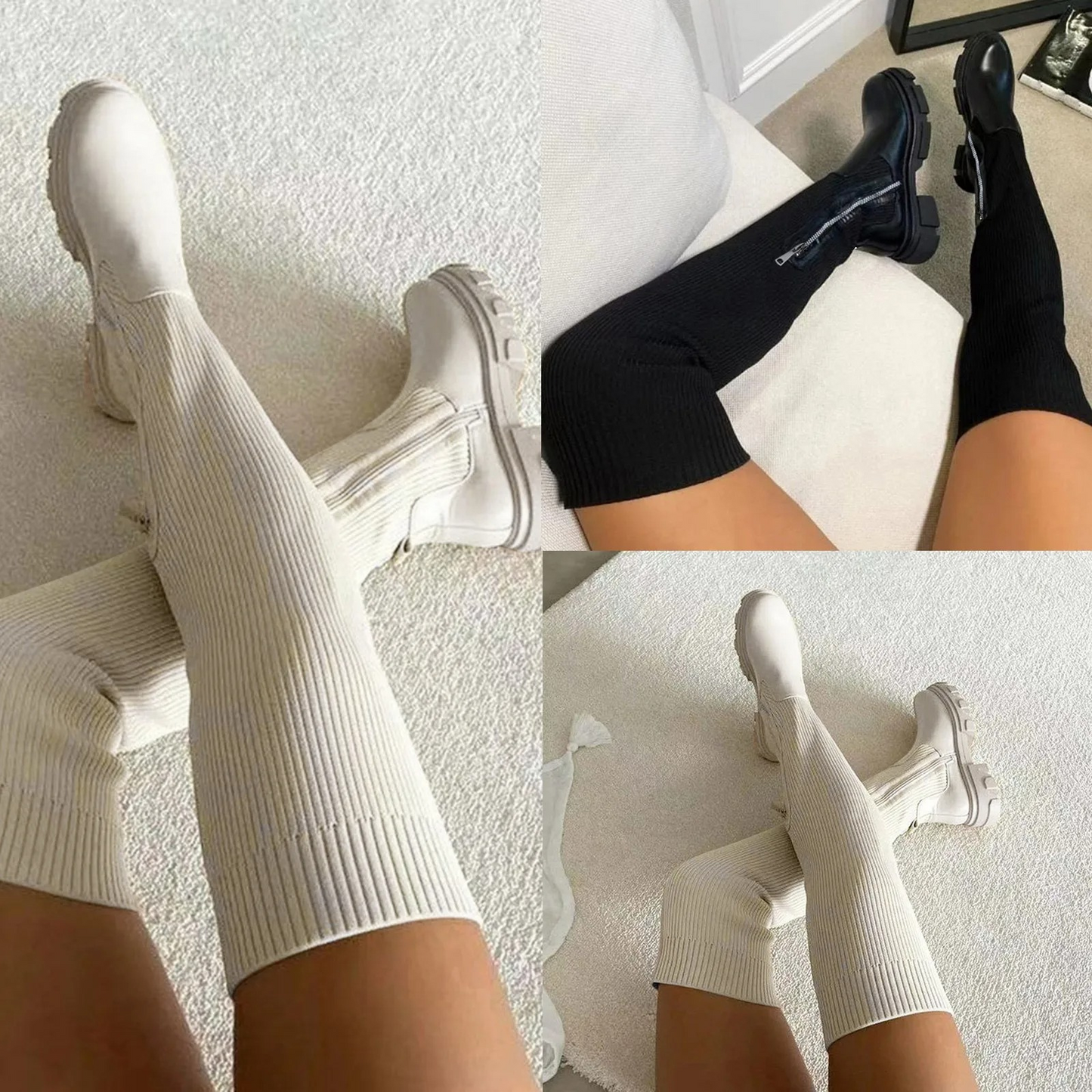 CAMILLE - Botas de caña alta overknee elásticas para mujer