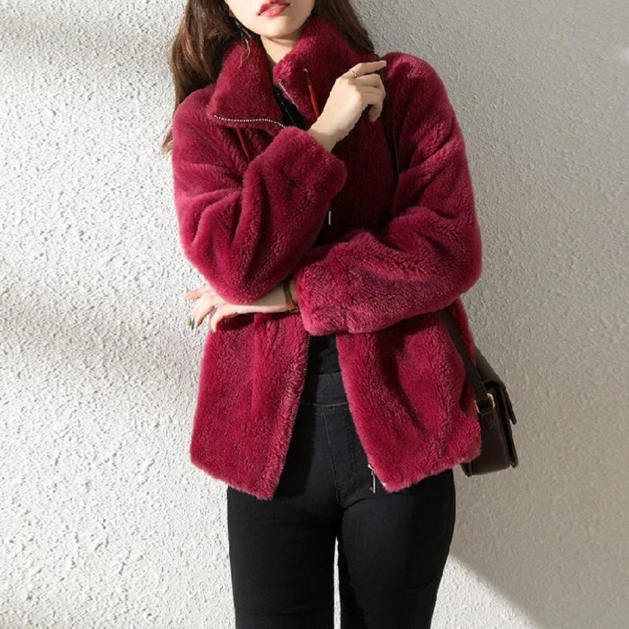 Sienna - Abrigo trench de ante para mujer, estilo oversized con solapas anchas