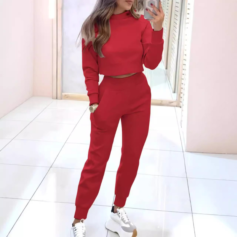 LENA - Conjunto athleisure de dos piezas con top corto para mujer