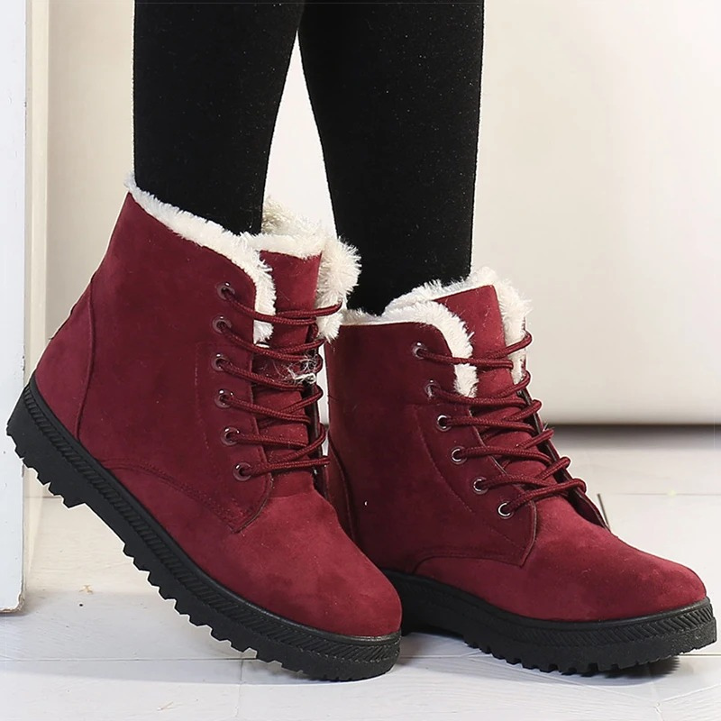 LEONIE - Botines de invierno con suela gruesa y forro de pelo para mujer