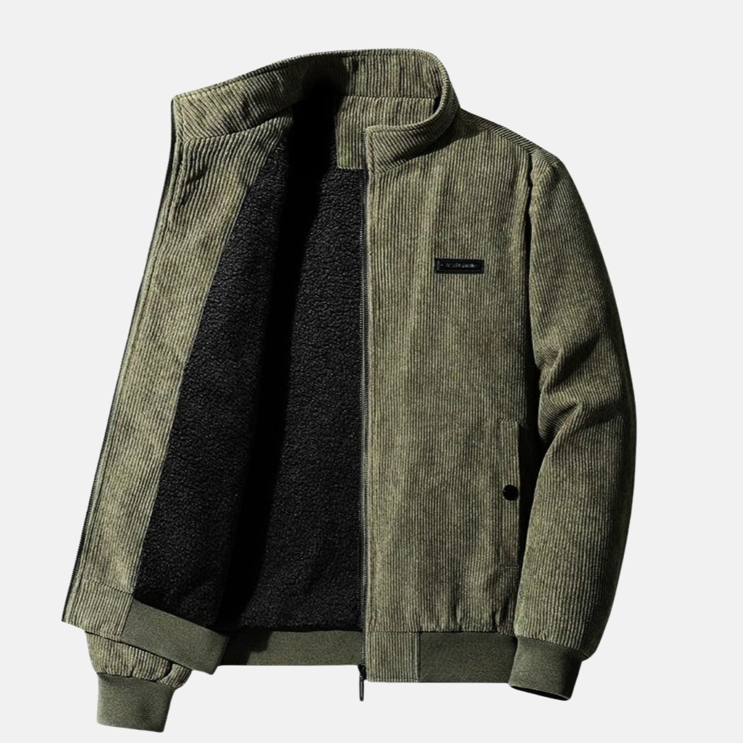 FERNANDO - Chaqueta casual de forro polar con cremallera y puños acanalados para hombre