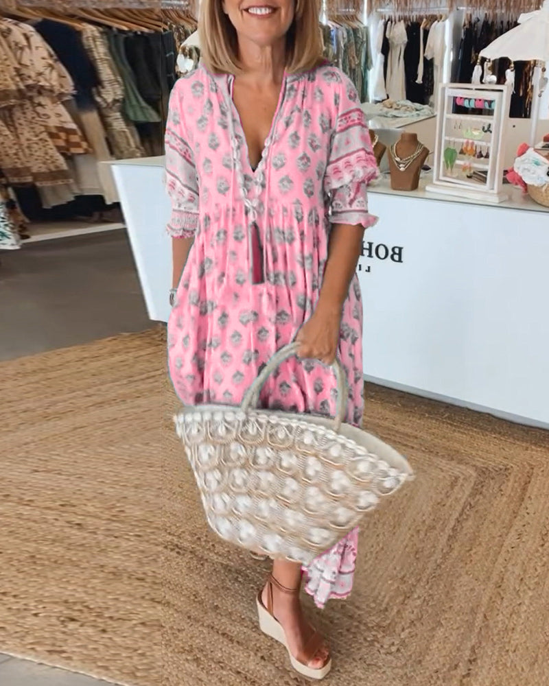 Vestido largo bohemio en capas con escote favorecedor – AURELIA LAYERS