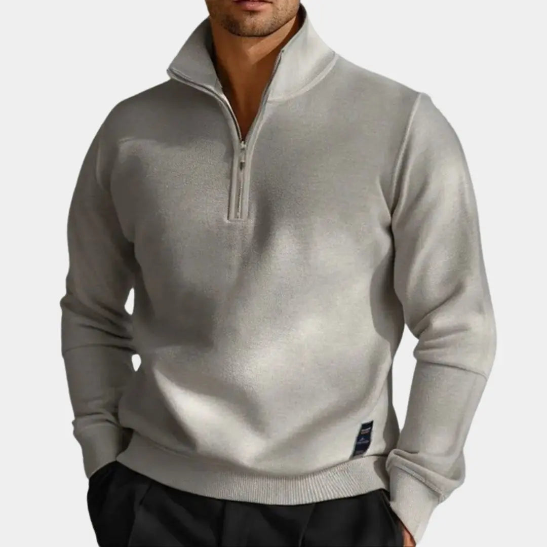 ENZO - Jersey de punto para hombre con media cremallera y cuello alto