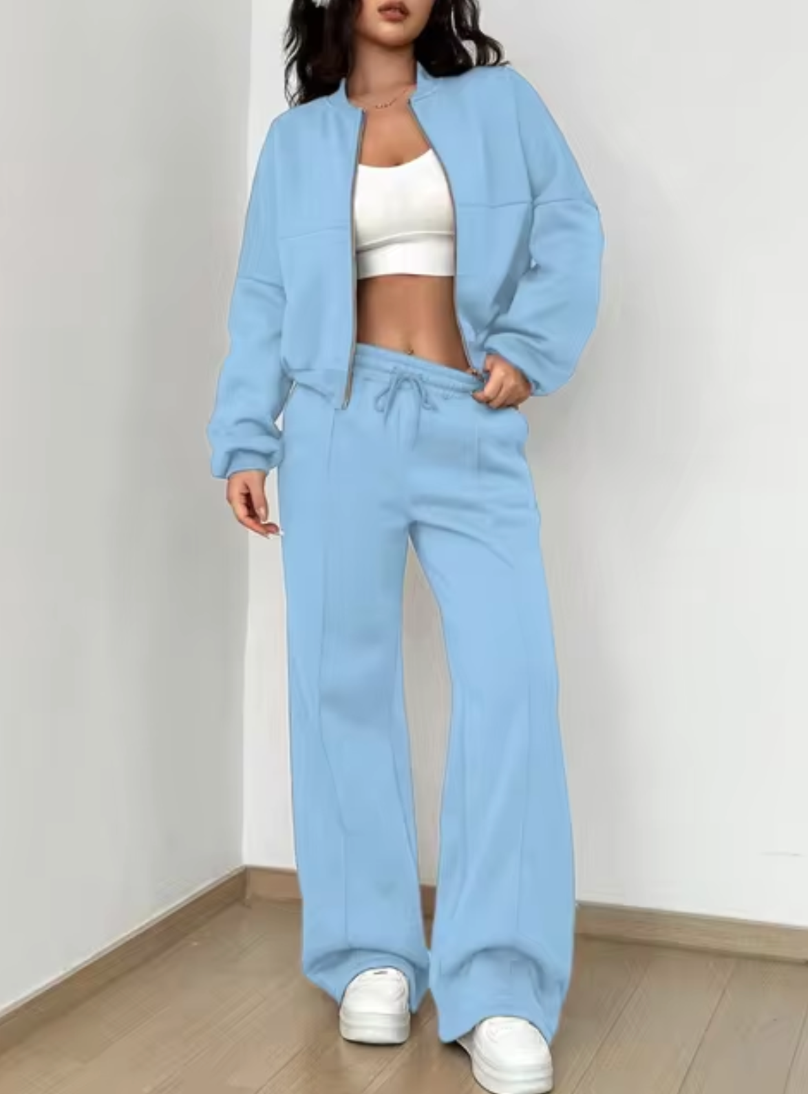VALENTINA - Conjunto de abrigo con cremallera y pantalón tipo jogging para mujer