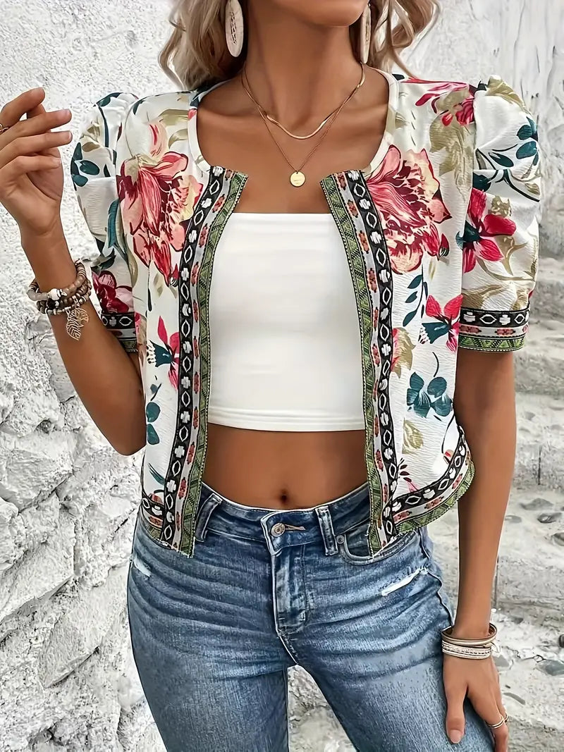 Chaqueta ligera con estampado floral y estilo veraniego – LISARA BloomJacket