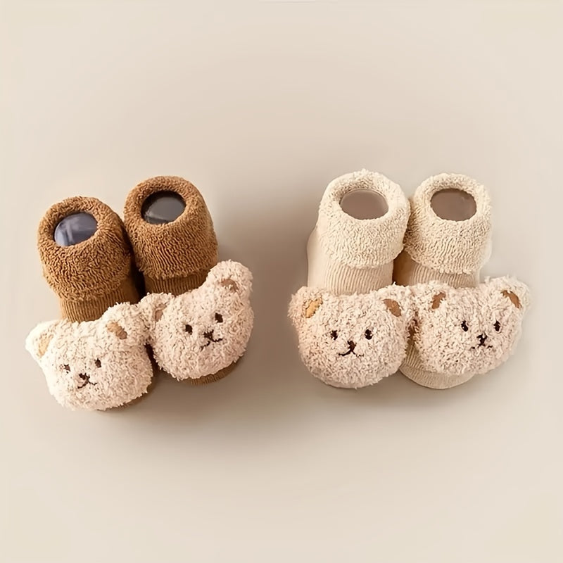 ISABEL - Calcetines antideslizantes con diseño de osito para recién nacidas