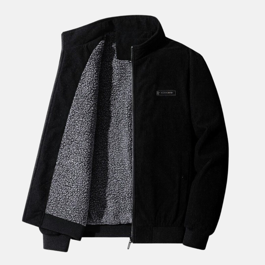 FERNANDO - Chaqueta casual de forro polar con cremallera y puños acanalados para hombre