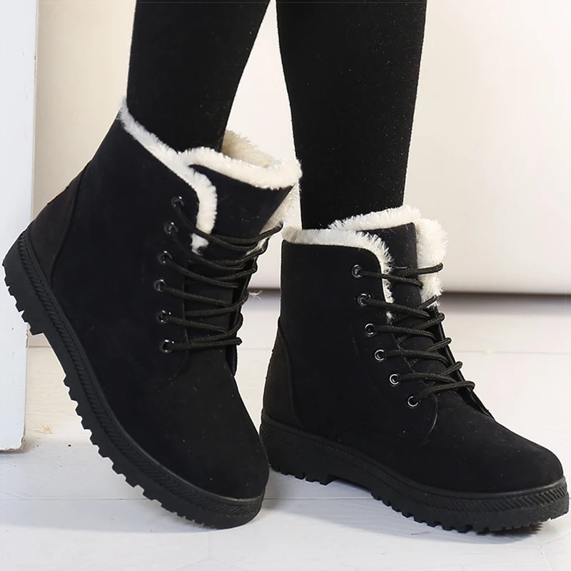 LEONIE - Botines de invierno con suela gruesa y forro de pelo para mujer