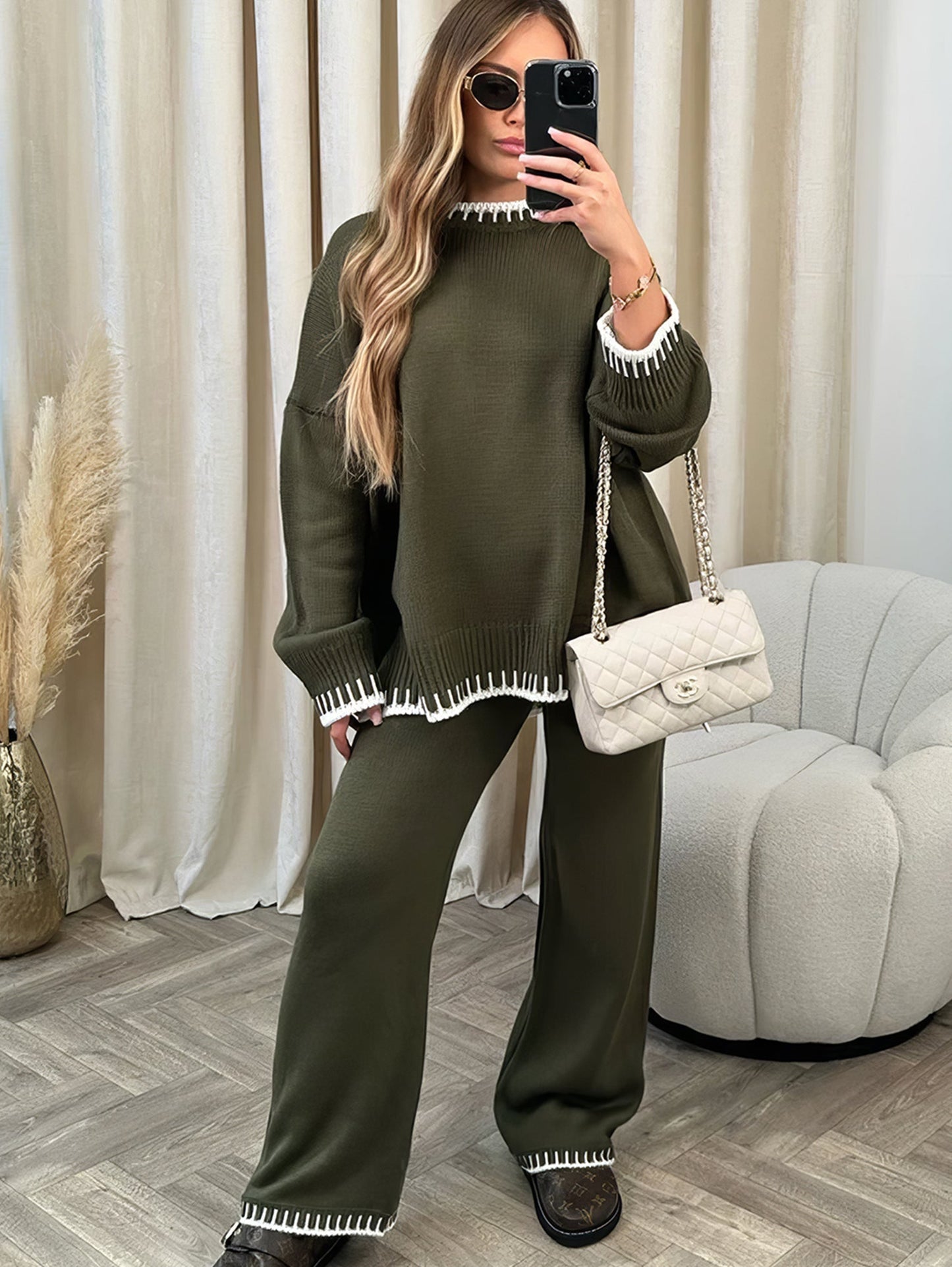 LANA - Conjunto de dos piezas holgado estilo lounge para mujer