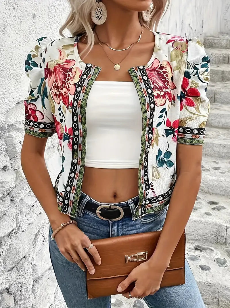 Chaqueta ligera con estampado floral y estilo veraniego – LISARA BloomJacket