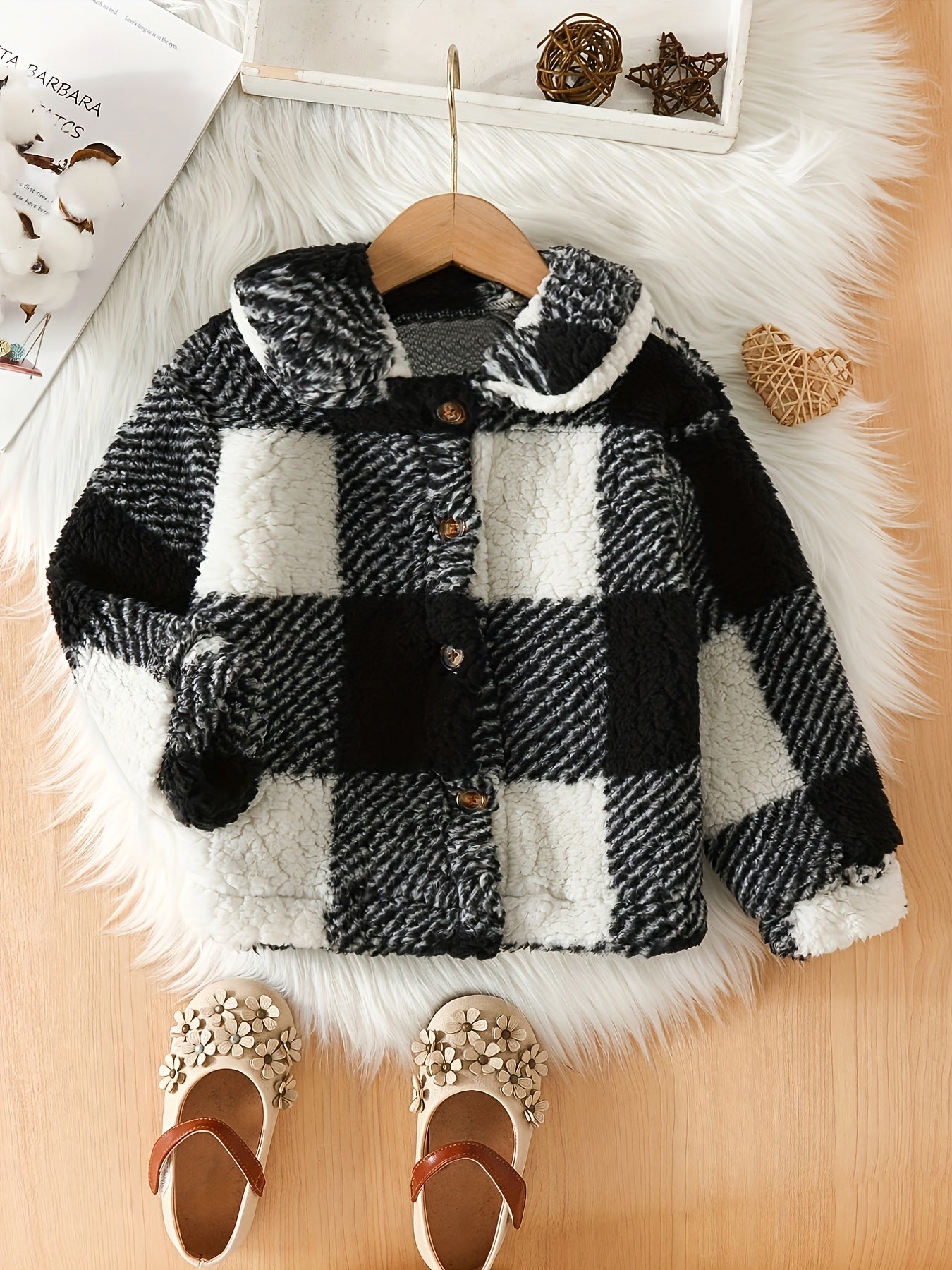 NORA - Chaqueta infantil de forro polar ligera con patrón a cuadros