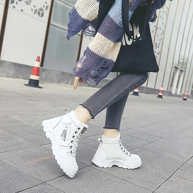 MAREN - Botines de invierno con estampado de letras y punta redonda para mujer