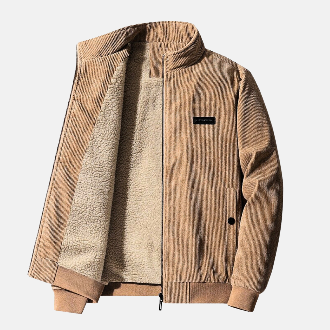 FERNANDO - Chaqueta casual de forro polar con cremallera y puños acanalados para hombre