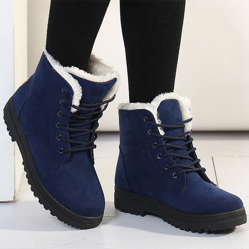 LEONIE - Botines de invierno con suela gruesa y forro de pelo para mujer