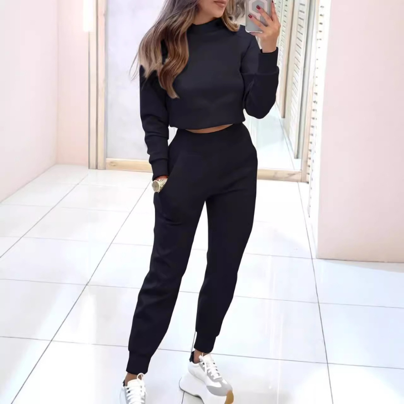 LENA - Conjunto athleisure de dos piezas con top corto para mujer