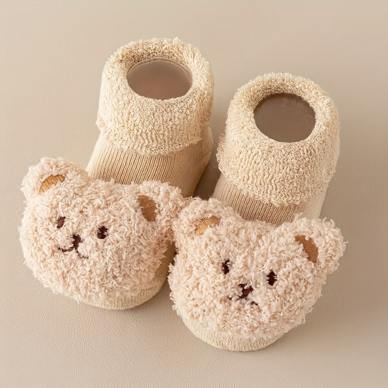 ISABEL - Calcetines antideslizantes con diseño de osito para recién nacidas