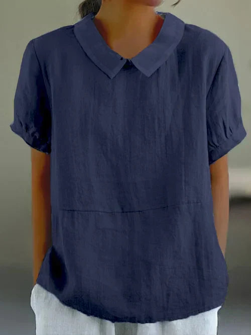 Blusa fluida con cuello alto y corte relajado – ÉLISA