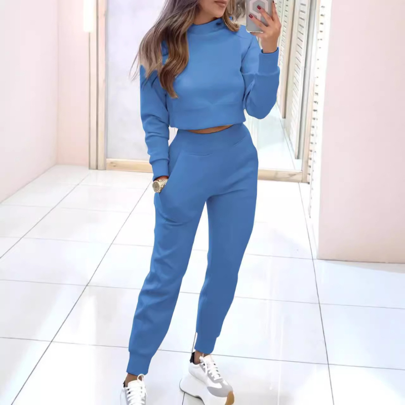 LENA - Conjunto athleisure de dos piezas con top corto para mujer