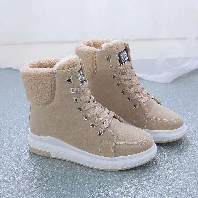 LIVIA - Botines altos de invierno con cordones y tacto suave para mujer