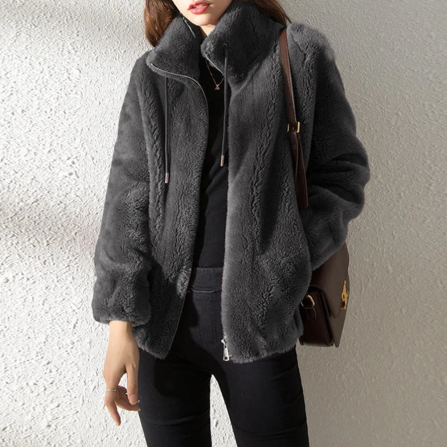 Sienna - Abrigo trench de ante para mujer, estilo oversized con solapas anchas