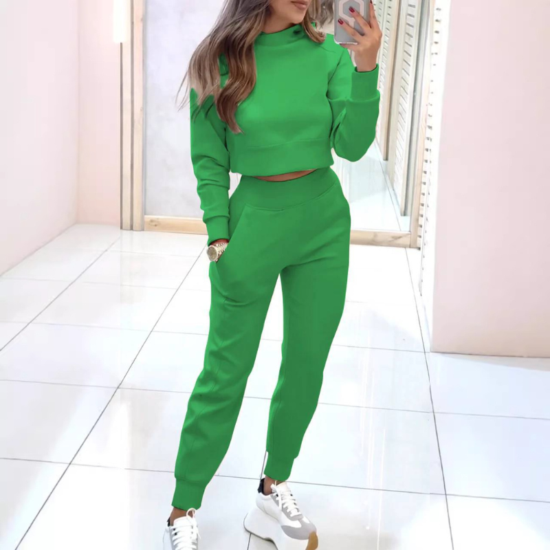 LENA - Conjunto athleisure de dos piezas con top corto para mujer