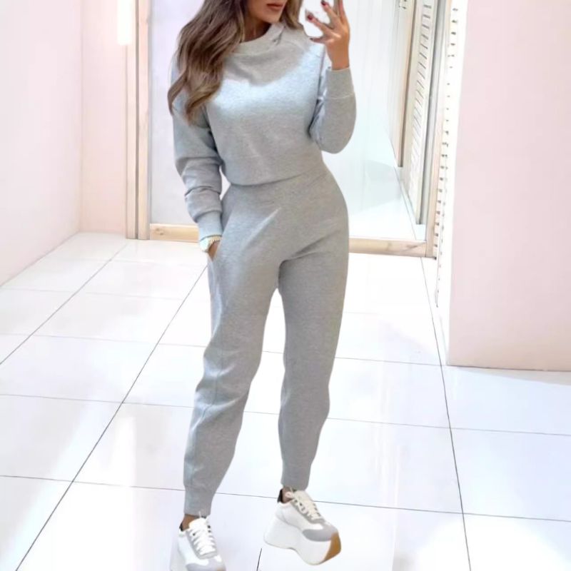 LENA - Conjunto athleisure de dos piezas con top corto para mujer