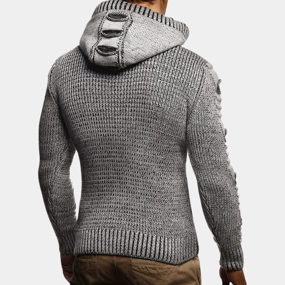 HUGO - Sudadera de punto con capucha y botones para hombre