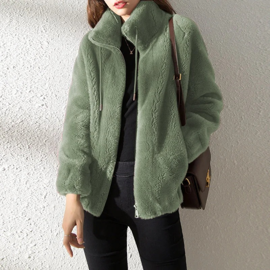 Sienna - Abrigo trench de ante para mujer, estilo oversized con solapas anchas