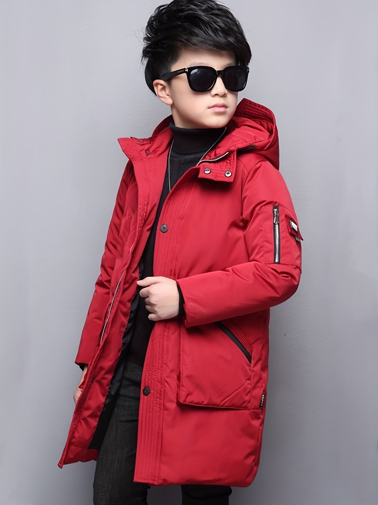 LUKAS - Abrigo de invierno con capucha y cremallera para niño