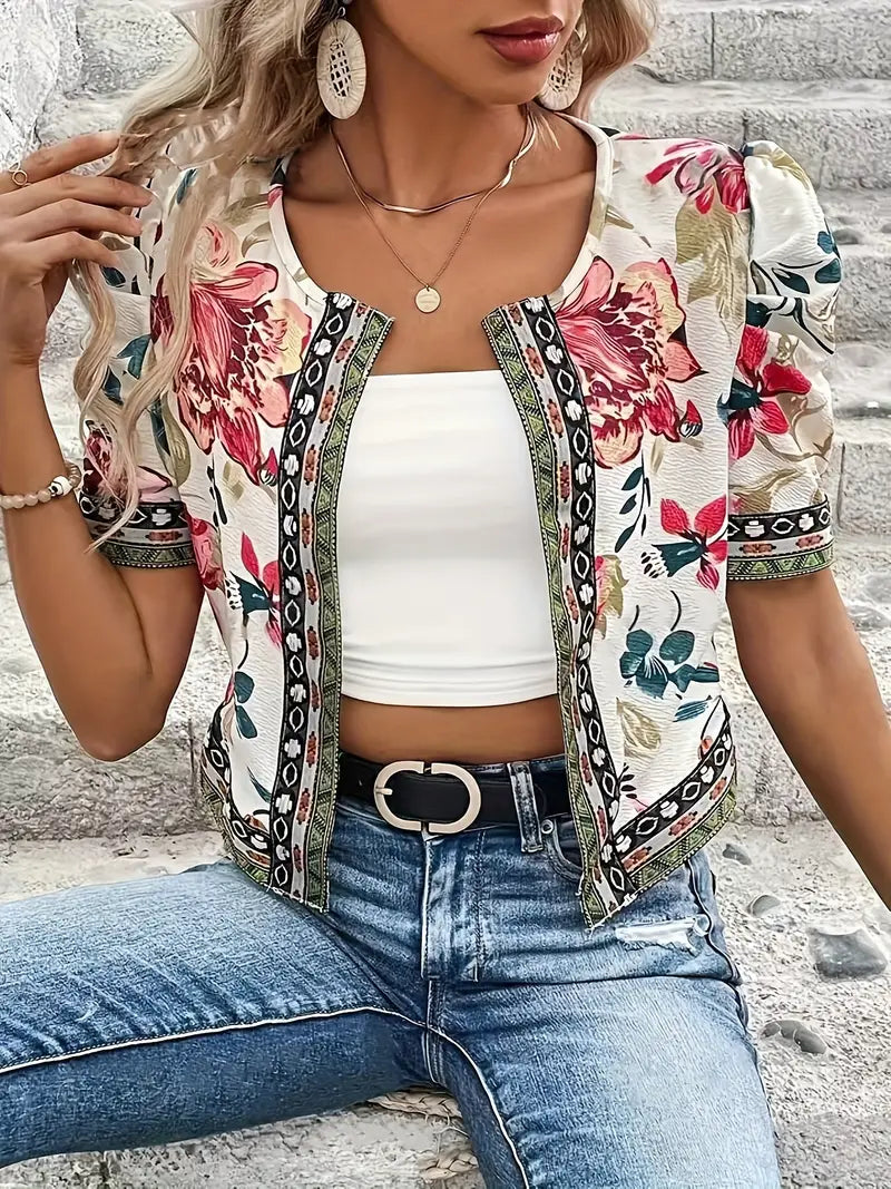 Chaqueta ligera con estampado floral y estilo veraniego – LISARA BloomJacket