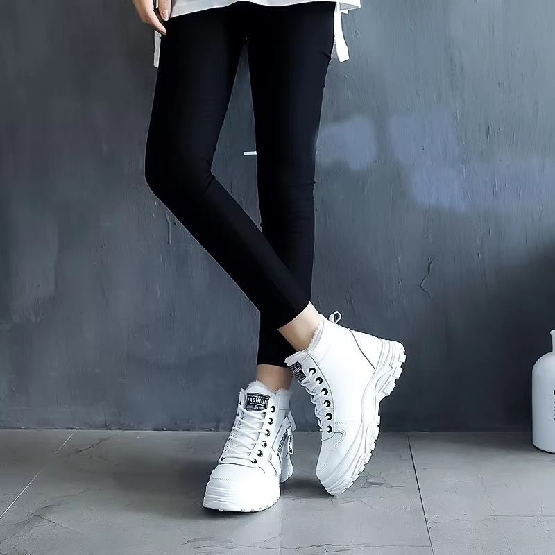 MAREN - Botines de invierno con estampado de letras y punta redonda para mujer
