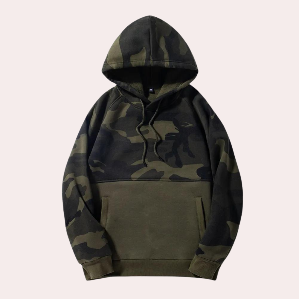 FER - Sudadera relajada con estampado de camuflaje para hombre