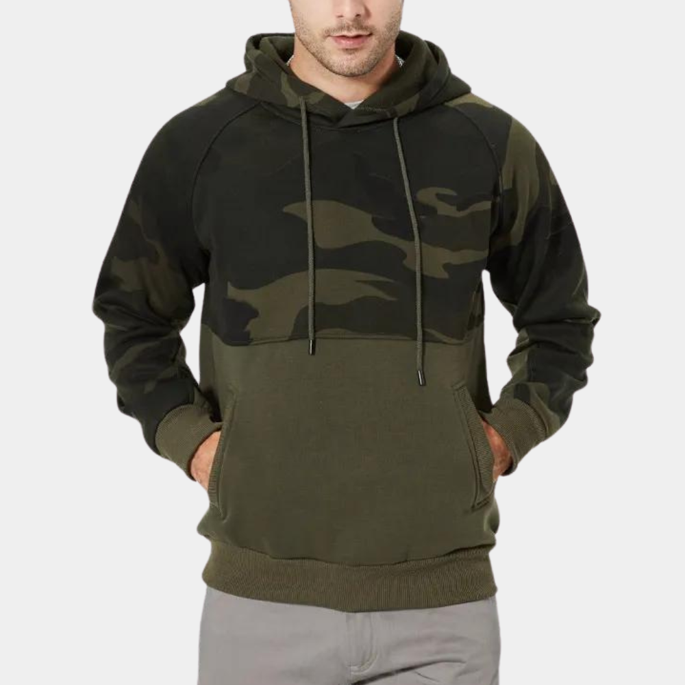 FER - Sudadera relajada con estampado de camuflaje para hombre