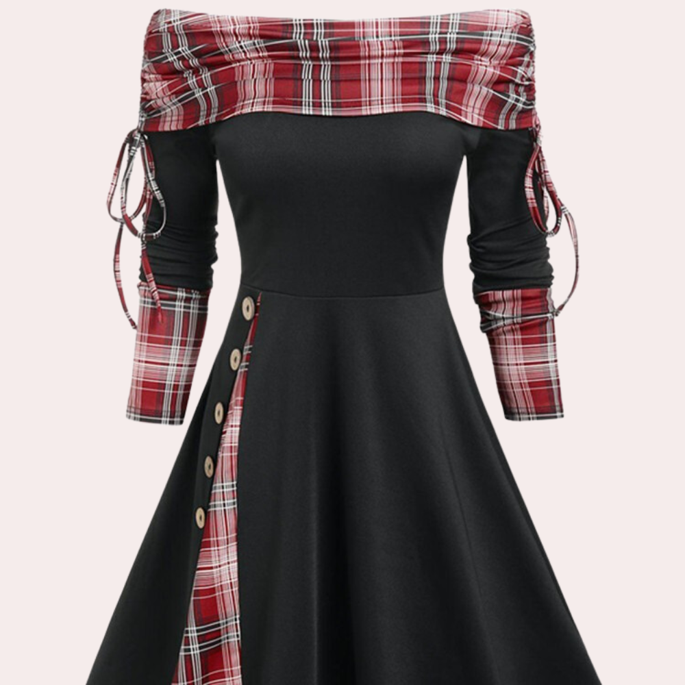 LIA - Vestido halter de hombros descubiertos para mujer