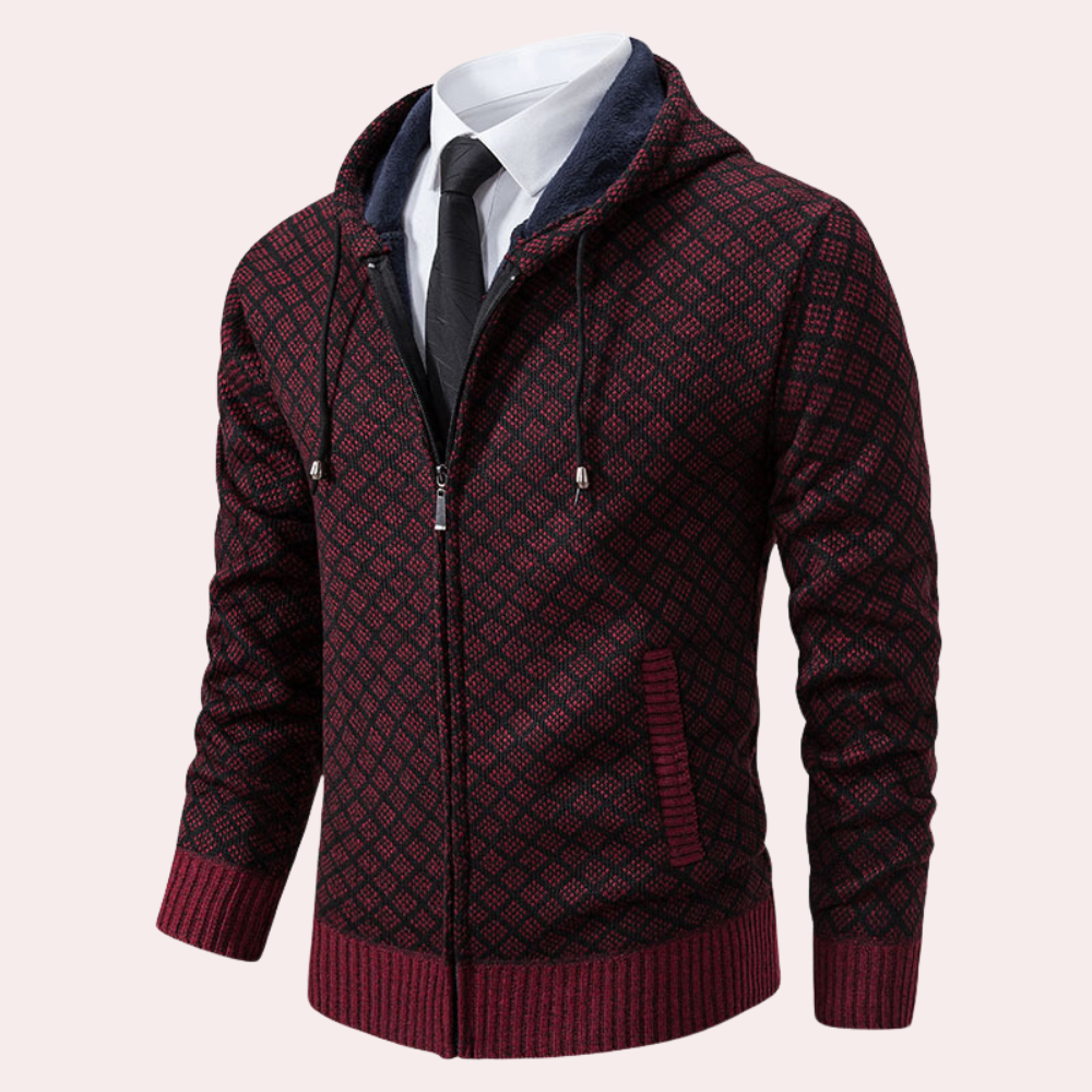 IZAN - Cárdigan de punto para hombre con capucha