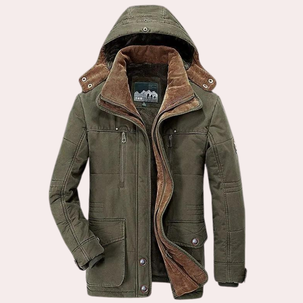 LEANDRO - Chaqueta de invierno para hombre con forro polar y capucha