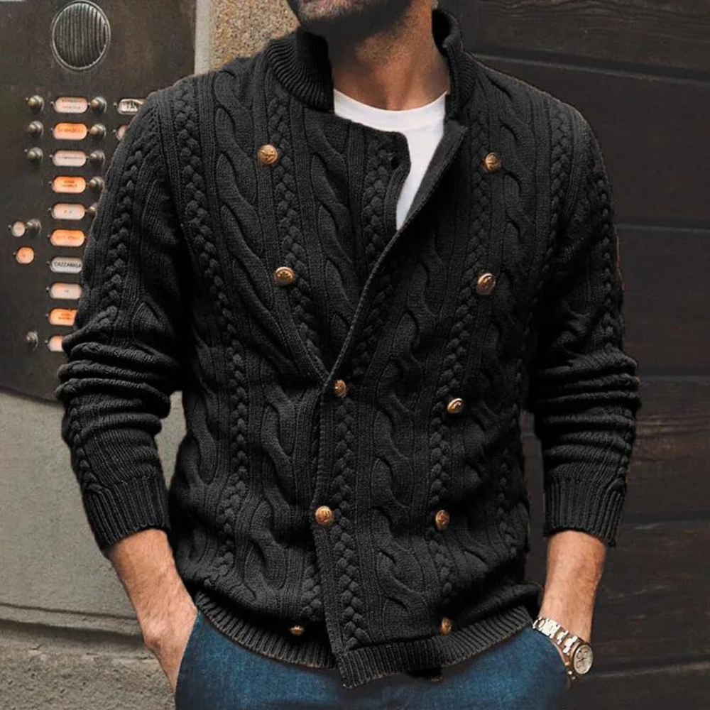 OLIVER - Cárdigan de punto trenzado para hombre con puños de canalé