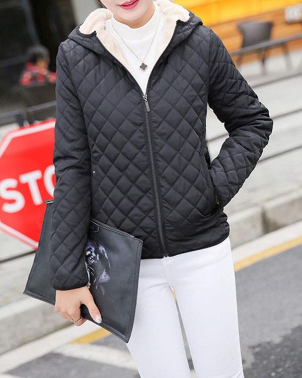 MIRA - Chaqueta de invierno casual acolchada con capucha y cremallera para mujer