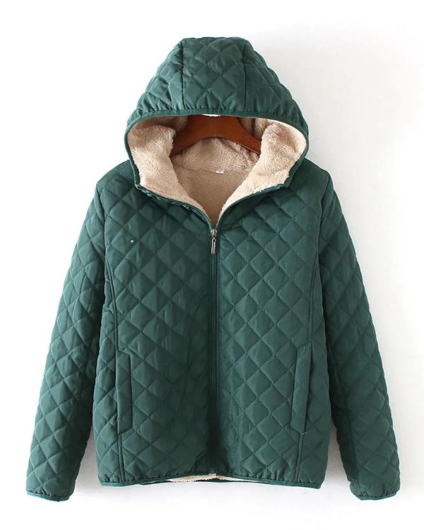MIRA - Chaqueta de invierno casual acolchada con capucha y cremallera para mujer