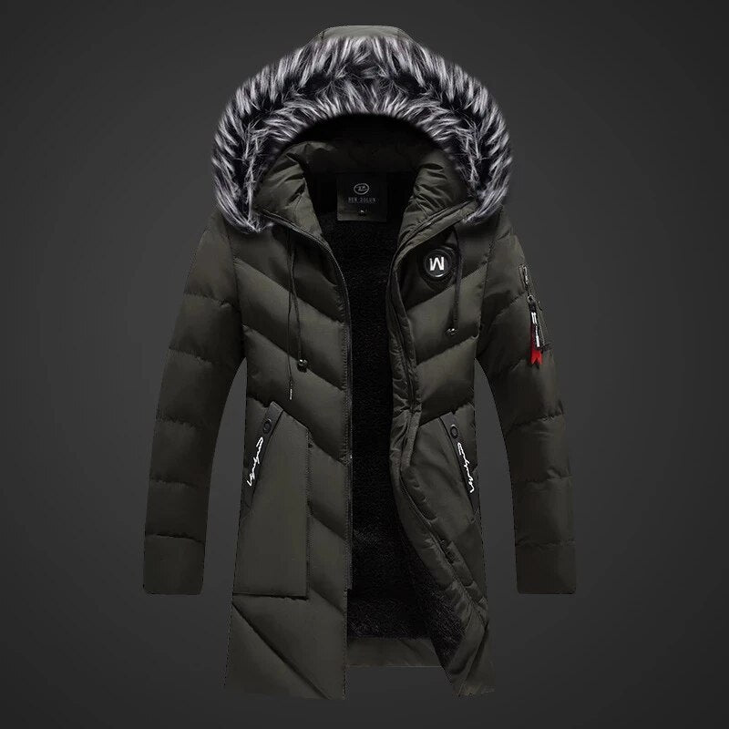EMIL - Abrigo de invierno con capucha y forro de piel sintética para hombre
