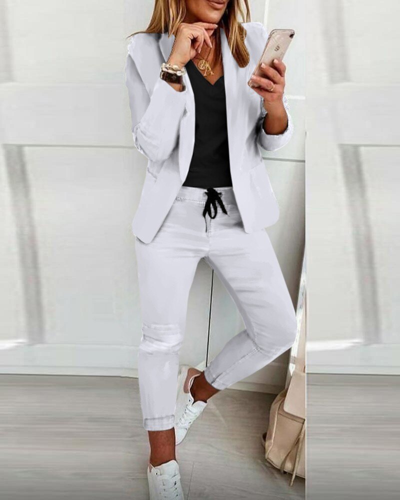 Conjunto casual de blazer y joggers para mujer – ARIANE