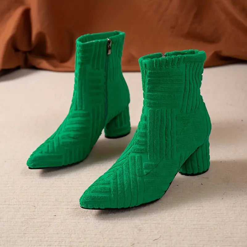 HELENA – Botines de tacón grueso para mujer con diseño monocromático