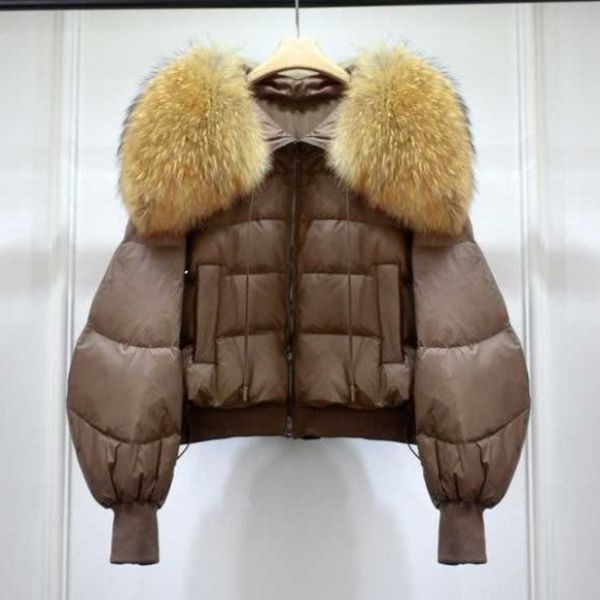 SELMA - Abrigo puffer de invierno con cuello de piel sintética para mujer