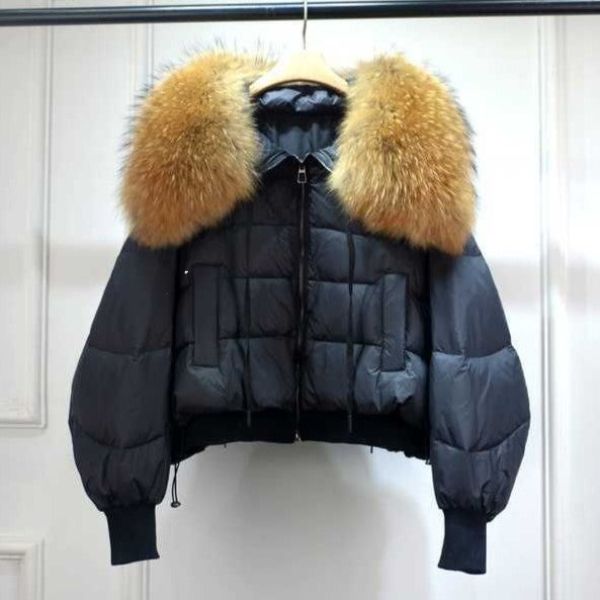 SELMA - Abrigo puffer de invierno con cuello de piel sintética para mujer