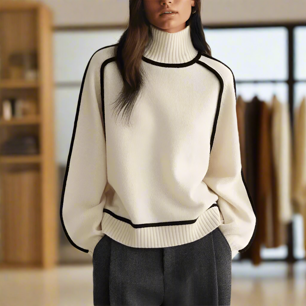 Jersey de punto suelto con cuello alto y estilo acogedor – NÉORA CloudKnit